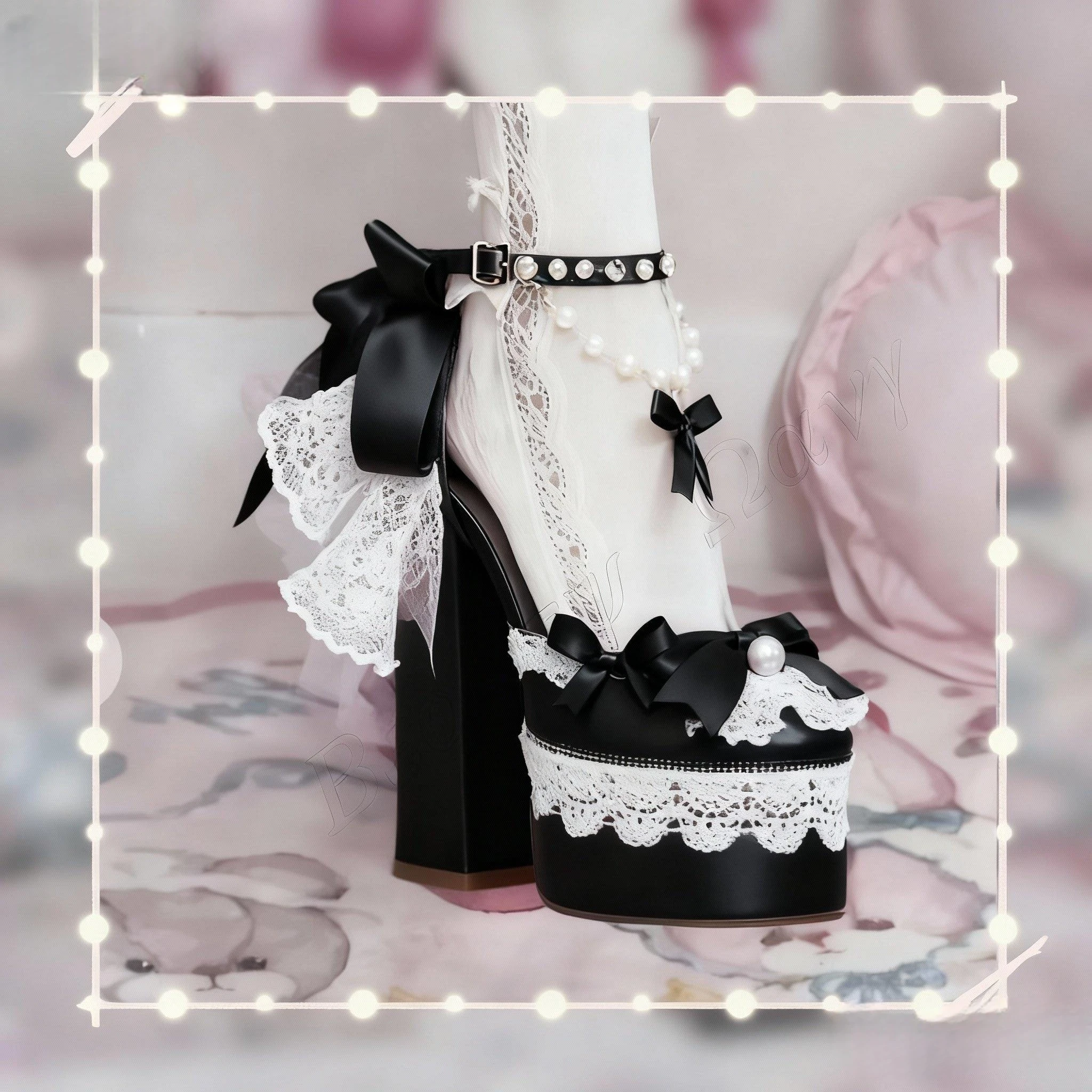 Escarpins à lacets avec nœud papillon noir et blanc, chaussures à plateforme de Style Prinese pour femmes, talons hauts, chaussures de soirée, Zapatos Para Mujere