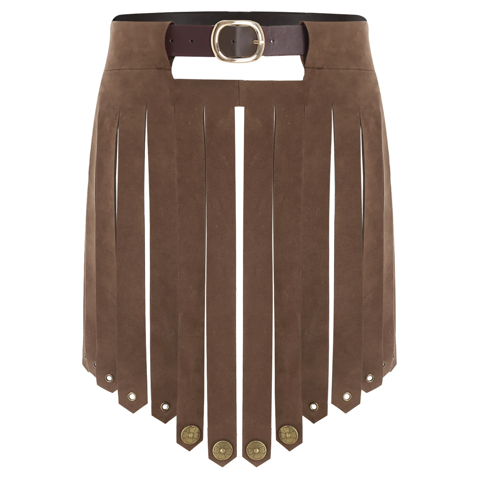 

Unisex Medieval Viking Faux Leather Armor Skirt Adjustable Waist Gladiator Knight Apron Skirt for Halloween Cosplay Themed Party