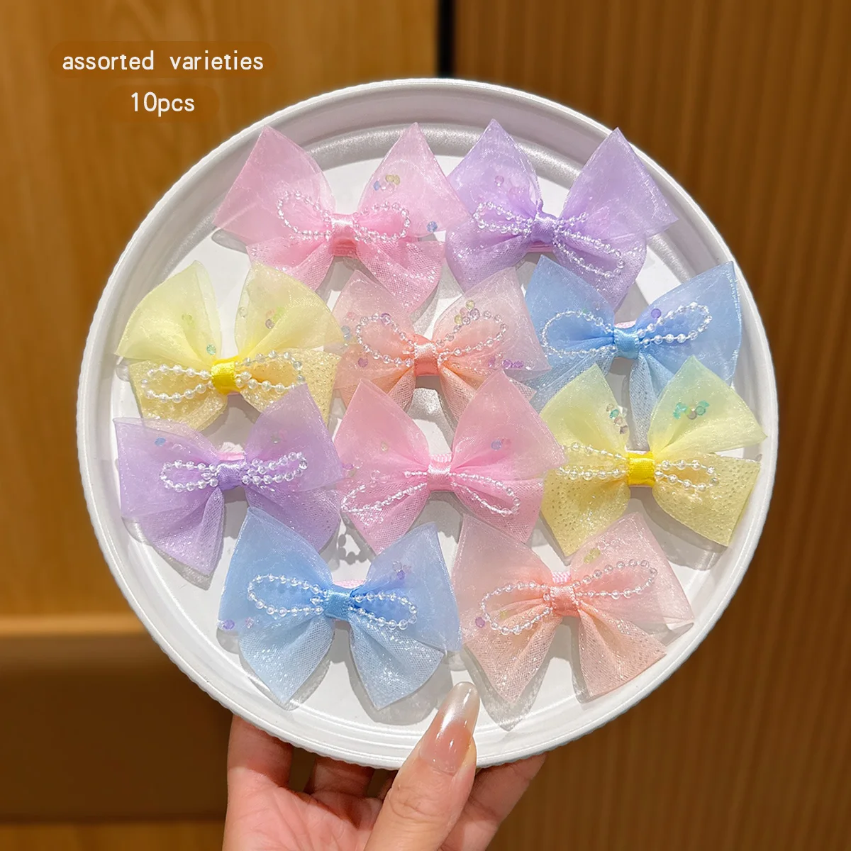 10 colors of random colored bow hair clips suitable for daily hair accessories