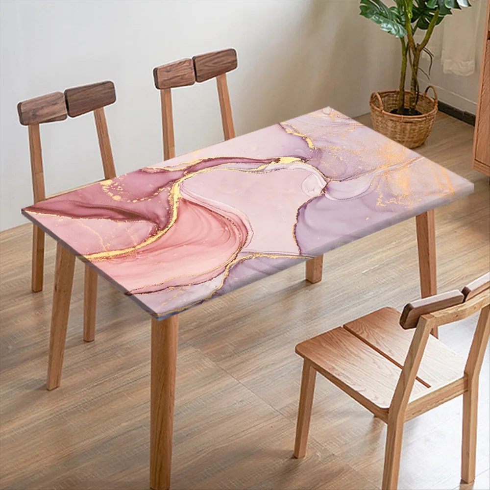 Abstract Gold-plated Rectangle Tablecloth Restaurant Dining Table Edge Digital Printed Fabric Table Cover