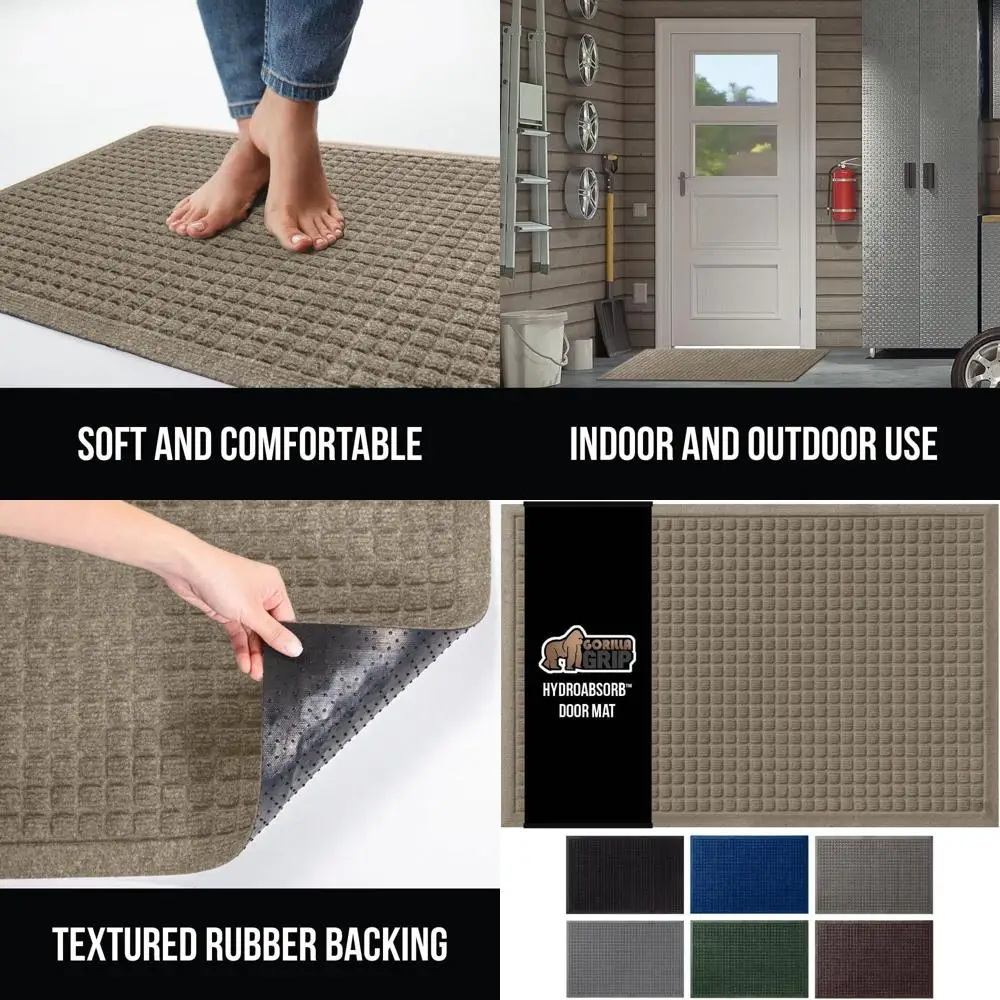 

72x24 Inch High-Absorbency Door Mat, Durable and Stain-Resistant, Rubber Backing, Beige