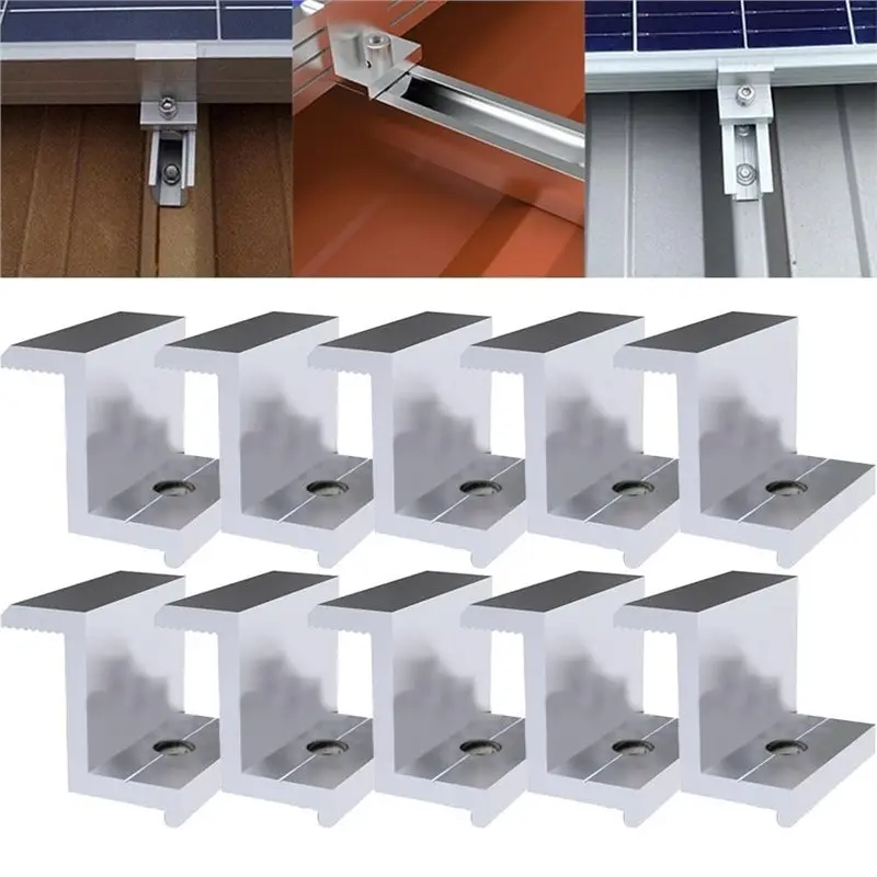 WCS-For PV Module Racking Mount System Accessories- For Aluminum Alloy Solar Panel End Clamp 10Pcs 35Mm Photovoltaic Mounting