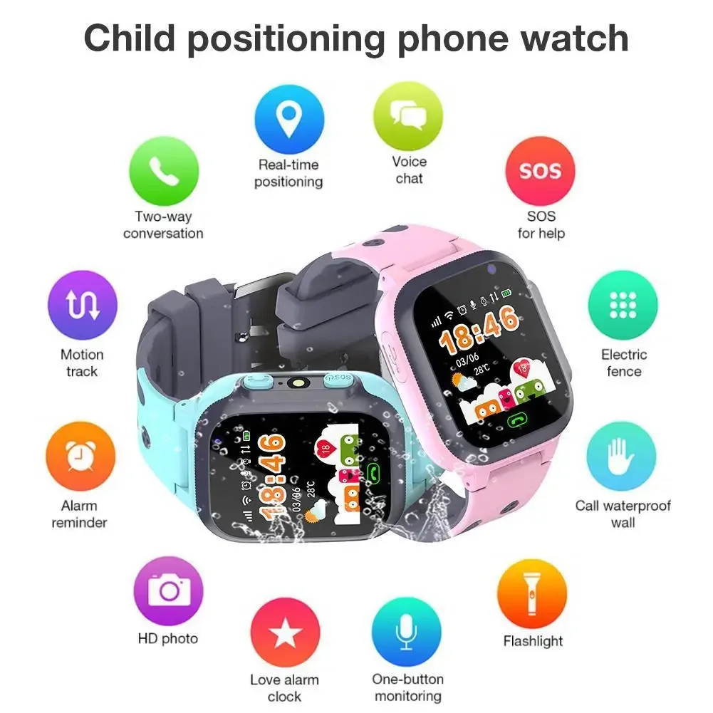 Kids Smart Watch GPS WIFI Video Call SOS IP67 Waterproof Child Smartwatch with Light Camera Monitor Location Tracker Wristbands