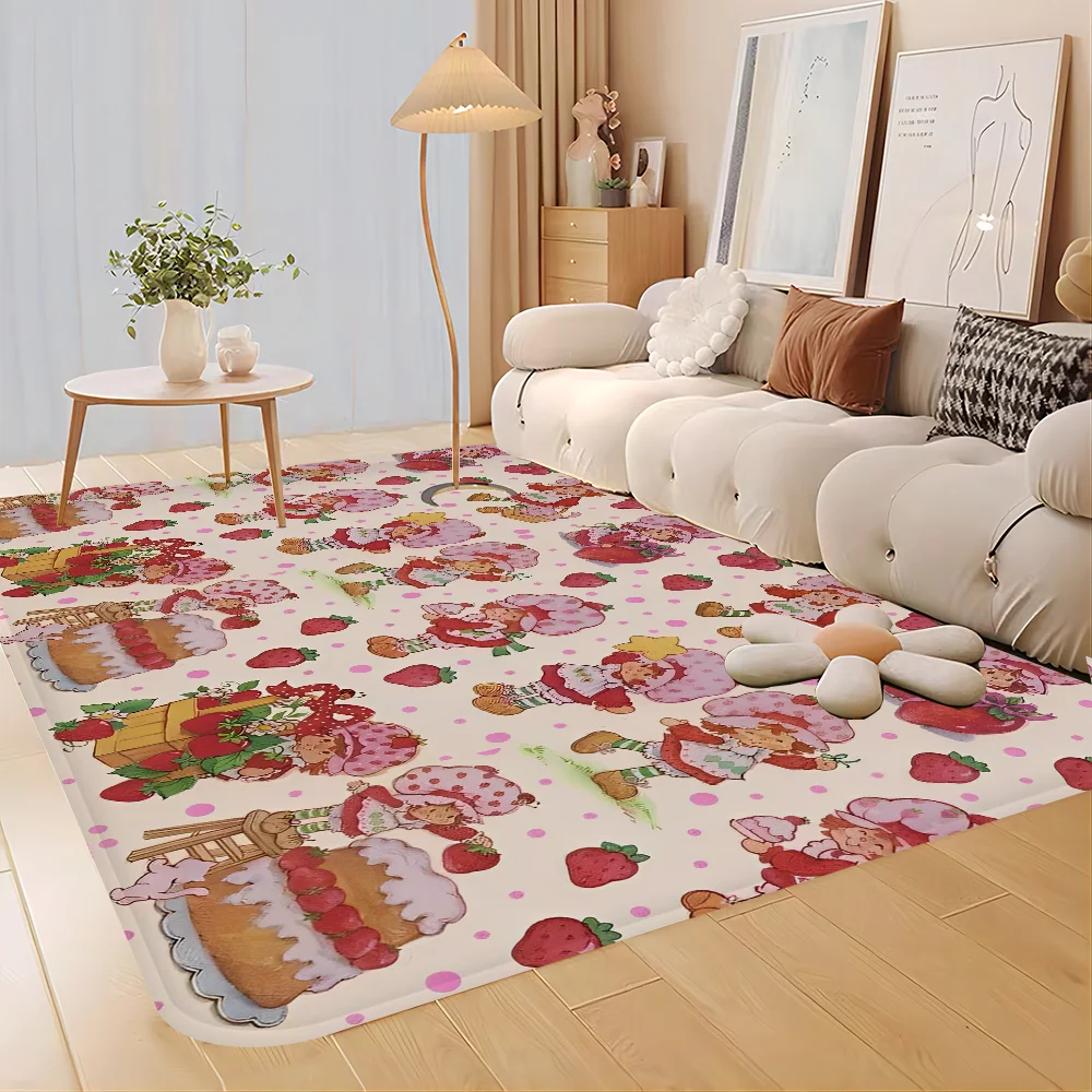 Strawberry Shortcake Door Mat Anti-slip Absorb Water Long Strip Cushion Bedroon Mat Bedside Mats