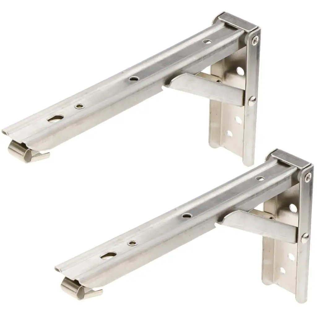 2pcs Folding Shelf Brackets, Stainless Steel Collapsible Shelf Bracket