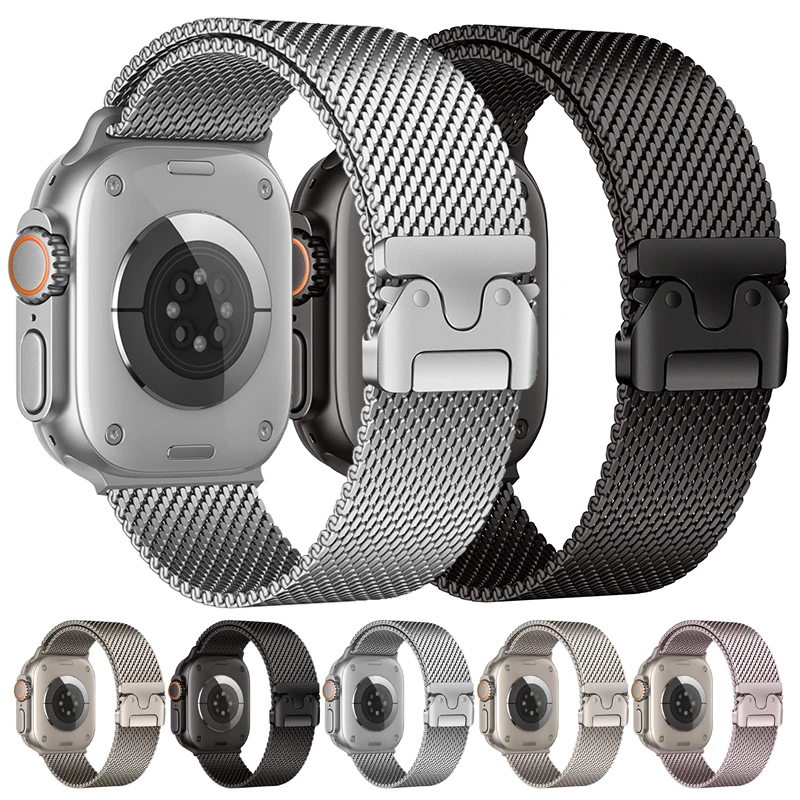 

Milanese Loop Strap For Apple Watch Band Ultra 2 49mm 46mm 45mm 44mm 42mm Stainless Steel Metal for iWatch Series 10 9 8 7 6 5 4