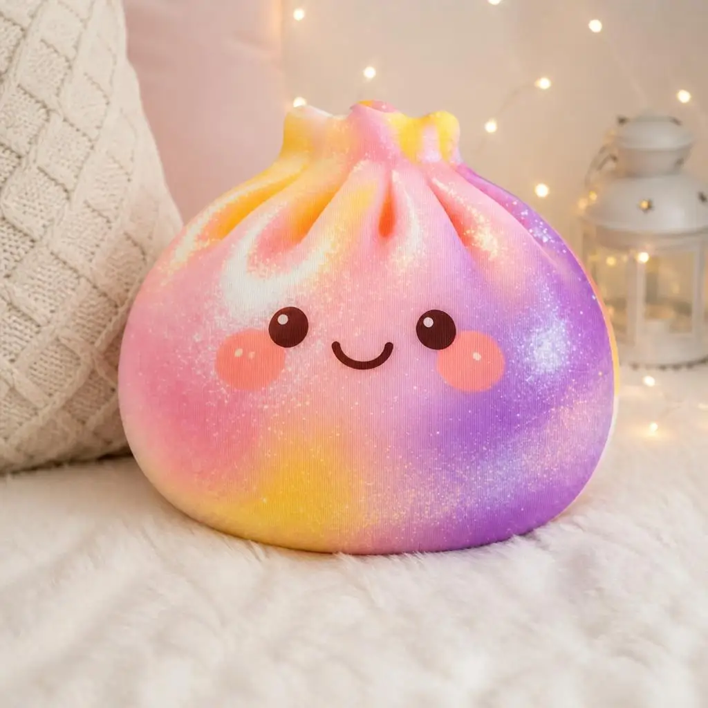 Cute Squishy Dumpling Stuffed Throw Pillow Pastel Colorful Rainbow Cushion Shaped Decorative Pillow for Bed Sofa Home Decor