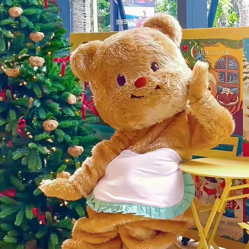 Christmas Butter Teddy Bear Internet Celebrity Cute Dancing Bear Mascot Costume Bear Christmas Halloween Birthday Party Perfo