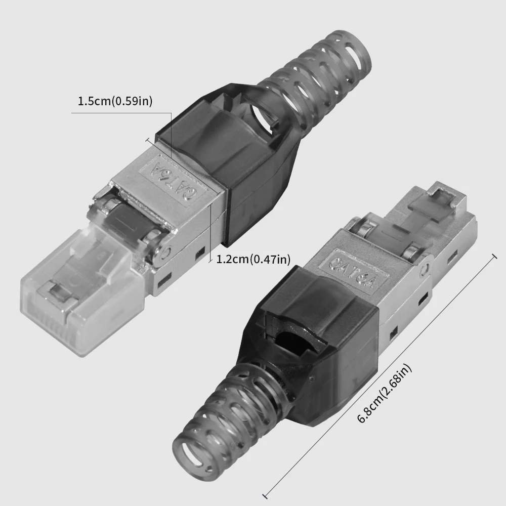 Cat6A/Cat6 Shielded RJ45 Tool-Free Termination Plug, Reusable Toolless Ethernet Connector, 10Gbps POE for Network Cables view 2