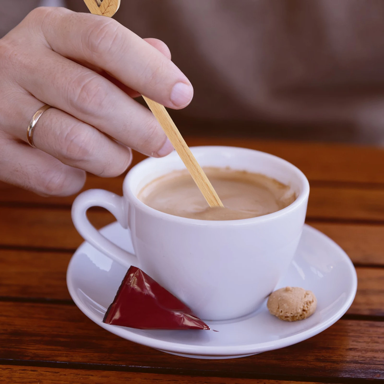 

2Pcs Wood Mixing Spoon Long Handle Coffee Tea Stirring Spoon Smooth Grip Kitchen Household Utensil Coffee Spoons