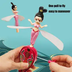 Flying Toys For Kids Ages 4-8 2 Pieces Flying Saucer Toy Fairy Flying Disc Pull String Toy Flying Spinner Toy Flying Pull String