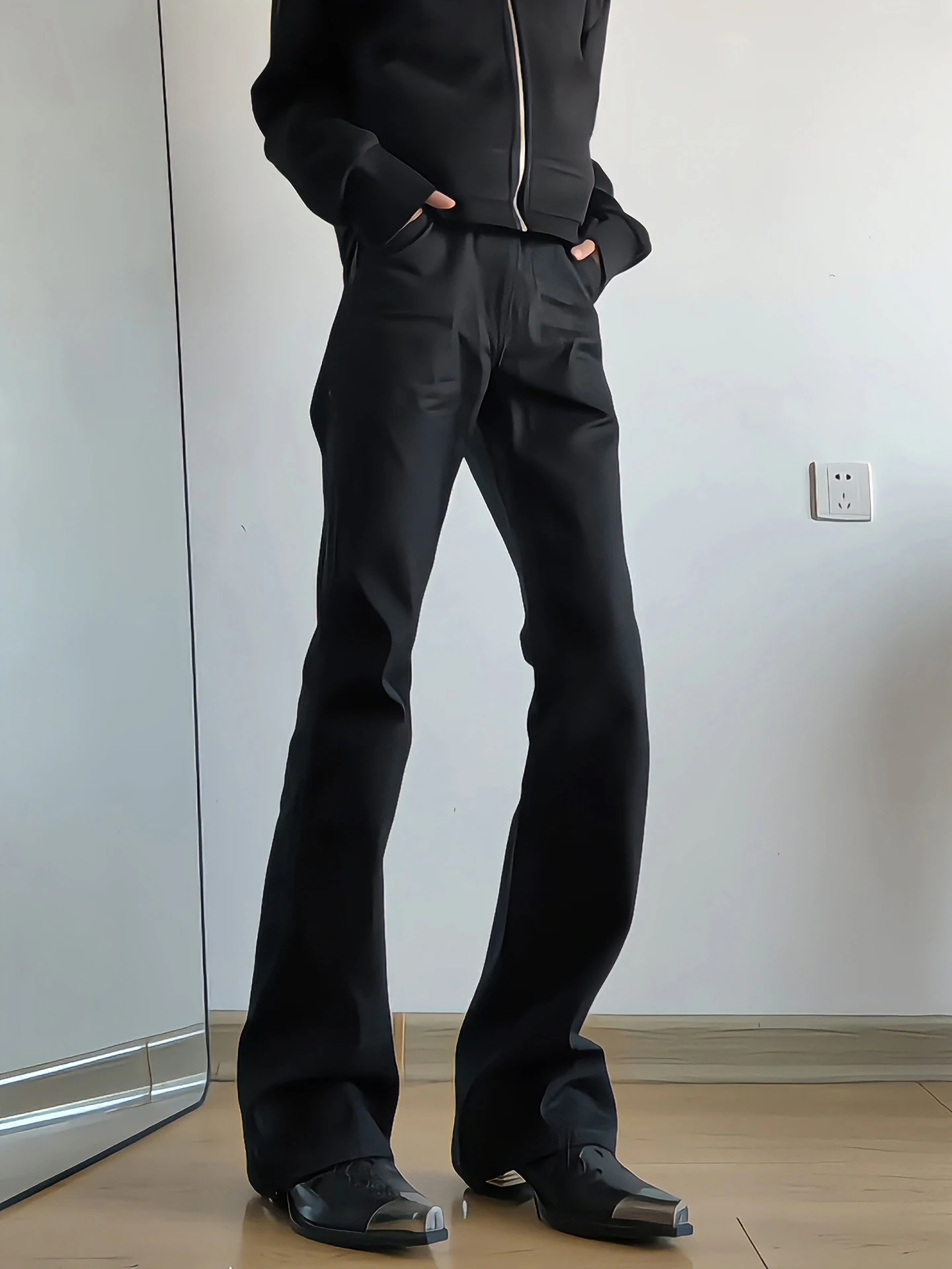 

American Sle Original Bla Denim Jeans Men's Straight Narrow Knife Slim High Waist Flared Pants Youth Faion