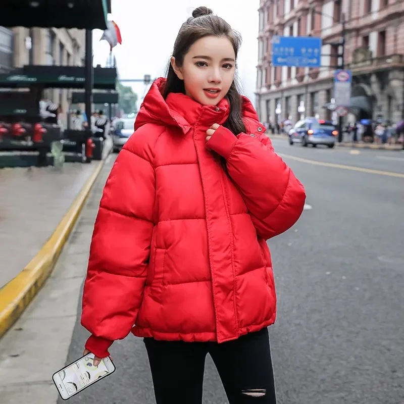 Women Parkas 2024 New Korean Winter Jacket Casual Loose Down Coat Oversize Hooded Warm Soft Cotton Puffer Snow Wear Jackets