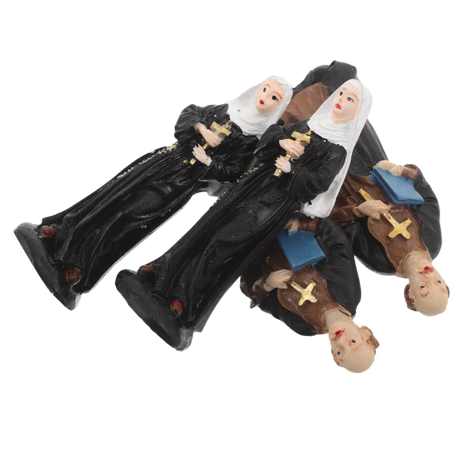 

4 шт. миссионерские статуи из смолы, миниатюрный набор религиозных скульптур для настольного церковного вечеринки, микропейзаж