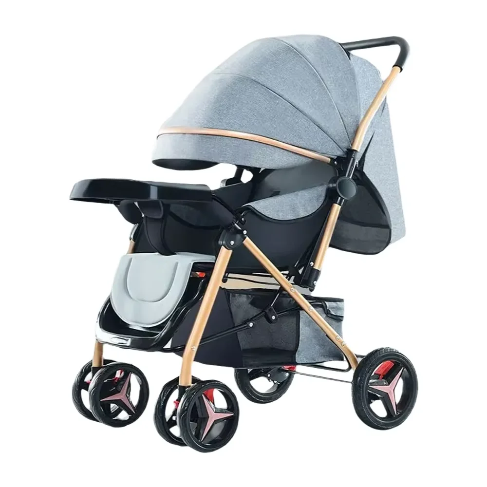High-view Baby Stroller Large Child Stroller Sit-down Lie-down Baby Carriage Lightweight Foldable Shock-absorbing Bidirectional