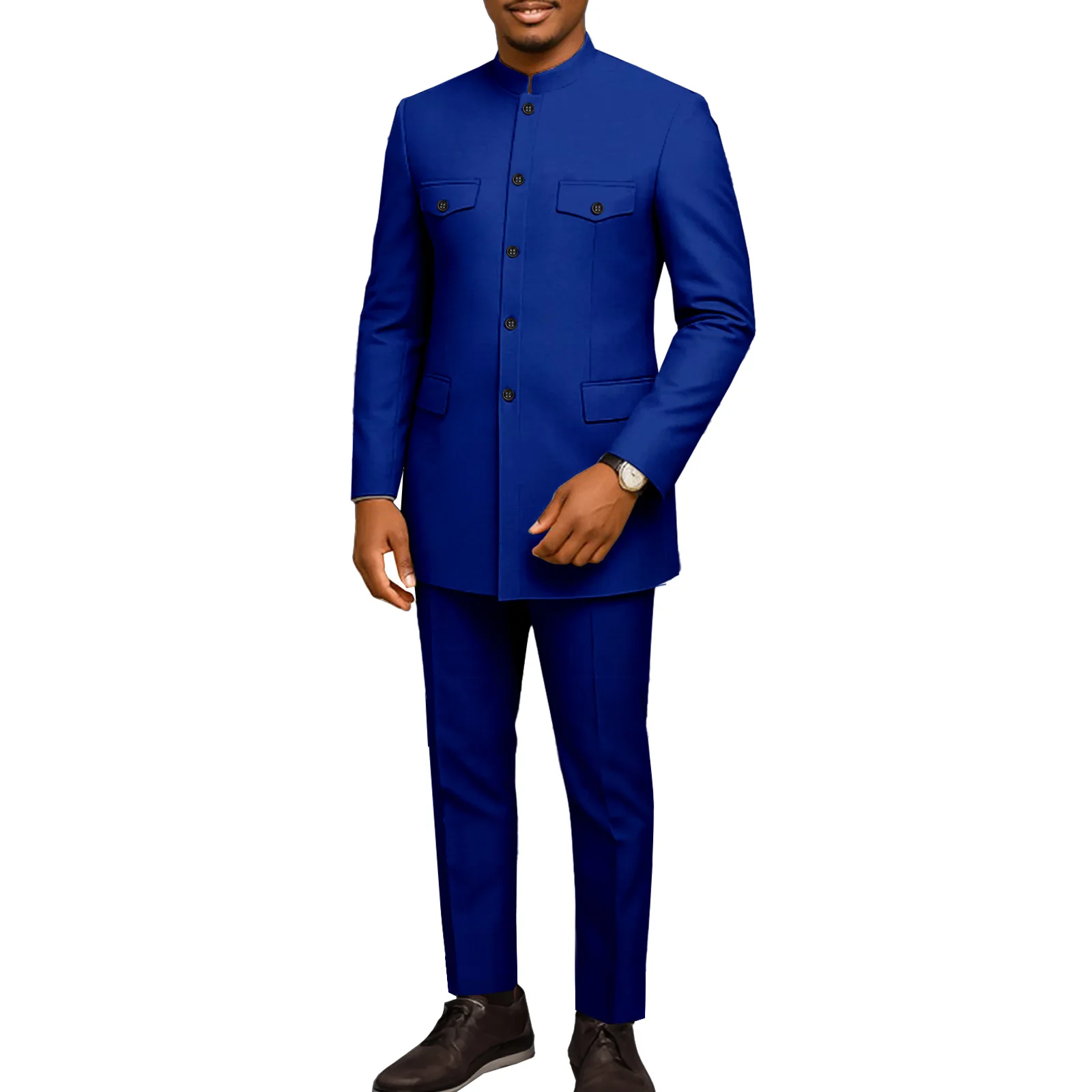 

Slim Fit African Suits For Men Formal Blazer and Pants 2 Piece Set Dashiki Outfits Wedding Party