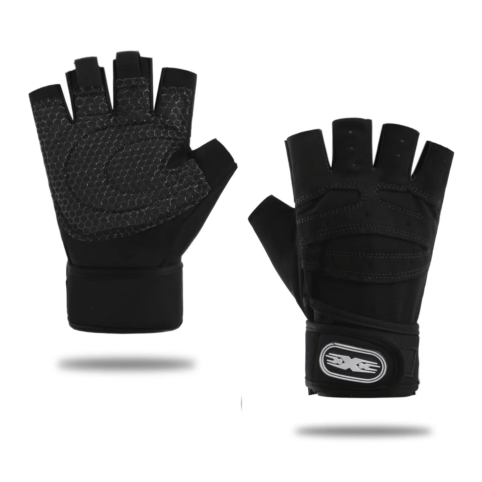 Black Gym Gloves  Fitness Weight Lifting Wristband Gloves Body Building Training Sports Exercise Cycling Glove Shockproof