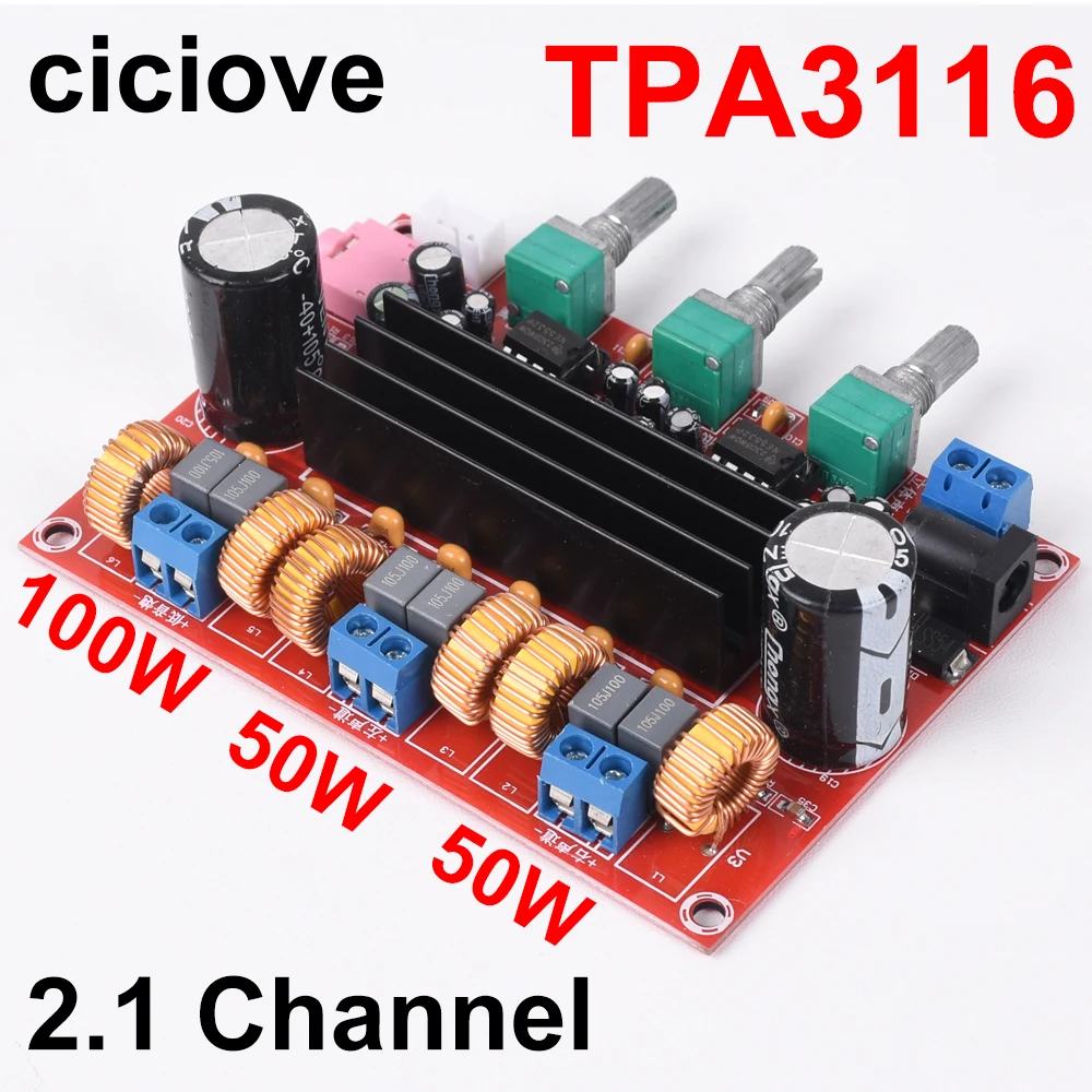 

TPA3116D2 Channel 2.1 Power Amplifier Digital Subwoofer Amp Board Module XH-M139 50W*2 + 100W 4-8Ω Packed in Electrostatic Bag