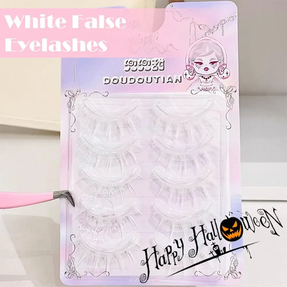 Ciglia finte bianche Halloween Cosplay Manga Estensioni finte Ciglia Cluster Srip Soffici ciglia per trucco Naturale Full Pa O7N7
