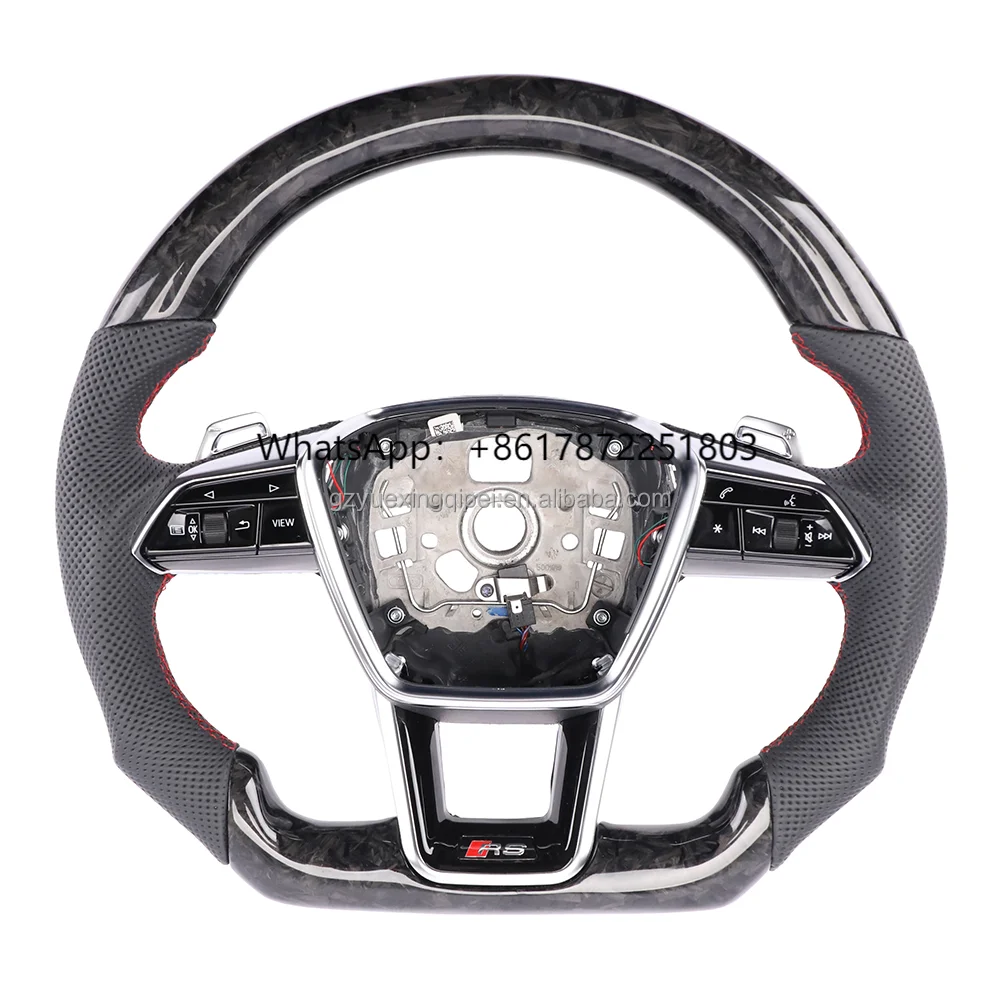 

High Quality Forged Carbon Car Steering Wheel with Shift Paddles for A6 C8 RS