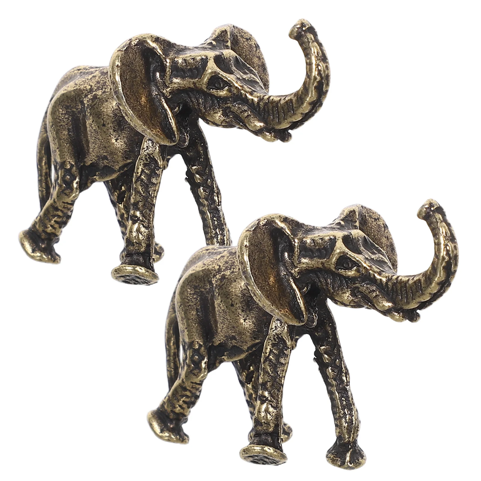 

2Pcs Brass Elephant Ornaments Vintage Decor Desktop Tabletop Retro Craftsmanship Timeless Room Bedroom Office