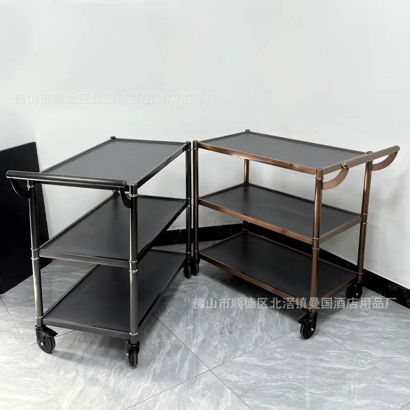 High-end stainless steel three-tier food , hotel and restaurant delivery carts, hand-pushed cake carts, service ,