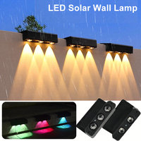 LED Solar Wall Lamp Outdoor Waterproof Solar Powered Light Home Courtyard Fence Railing Garden Yard Decor Outside Lighting