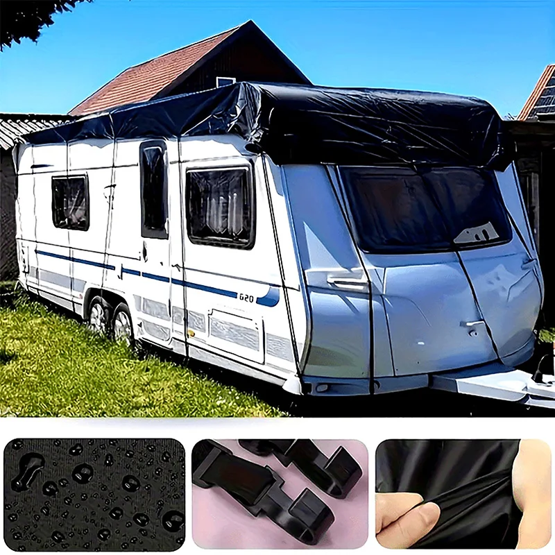 Motorhome Roof Sunshade Cover 210D Oxford Cloth Camping Caravan Waterproof,Dustproof, Sunshade Car RV Roof Canopy Trailer Cover