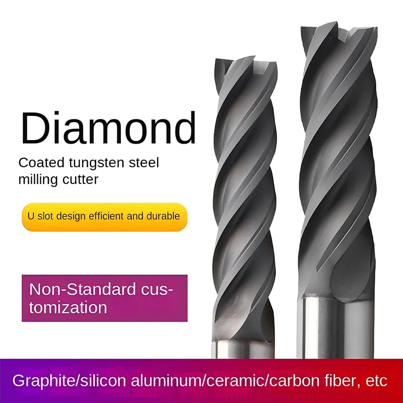 

Diamond-coated Graphite Tungsten Steel Milling Cutter Zirconia Ceramic Silicon Aluminum Diecast Aluminum Material CVD Coated