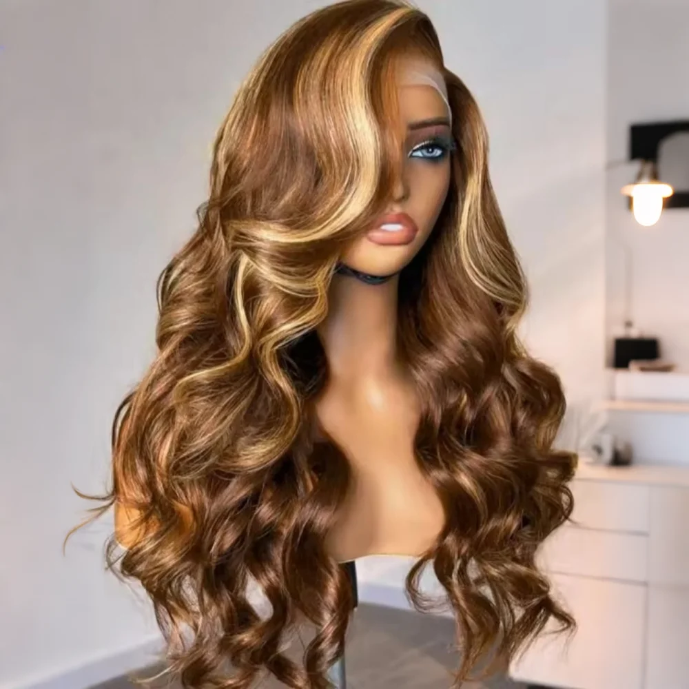 16 34 Inch Highlight Wig 13x4 Lace Front Wigs Body Wave Human Hair Wigs For Women Pre Plucked Honey Blonde Lace Frontal Wigs