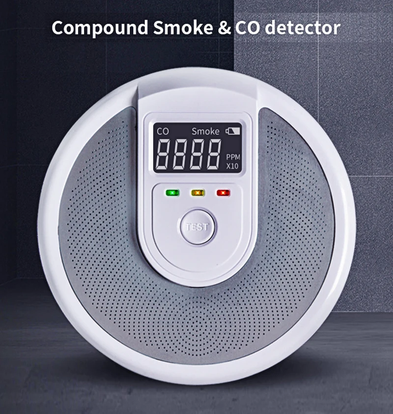 2 in 1 CO And Smoke Alarm Fire Protection Smoke Detector Composite Independent Type Carbon Monoxide Sensor for Home Hotel School