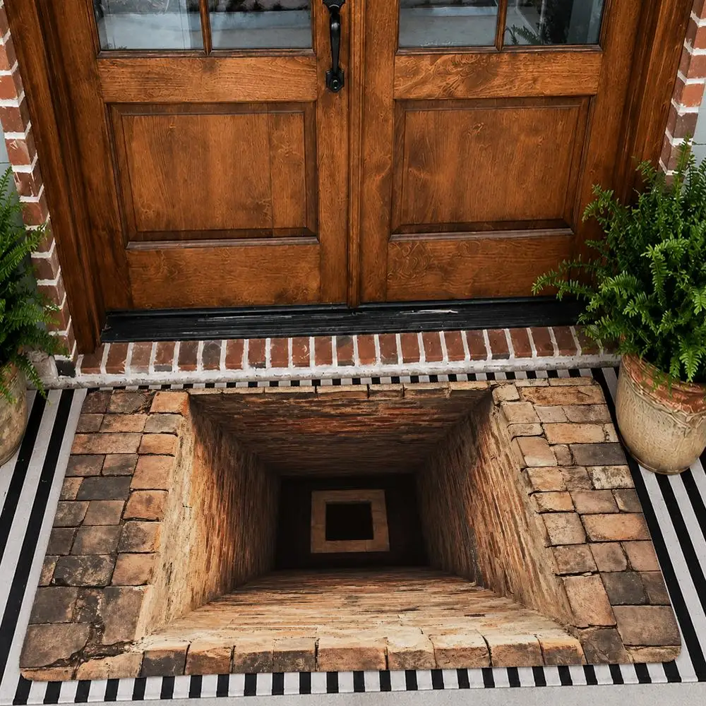 Ancient Brick Tunnel View Floor Mat Flannel Rug Non Slip Absorbent Soft Washable For Entryway Hallway Bathroom Kitchen Decor
