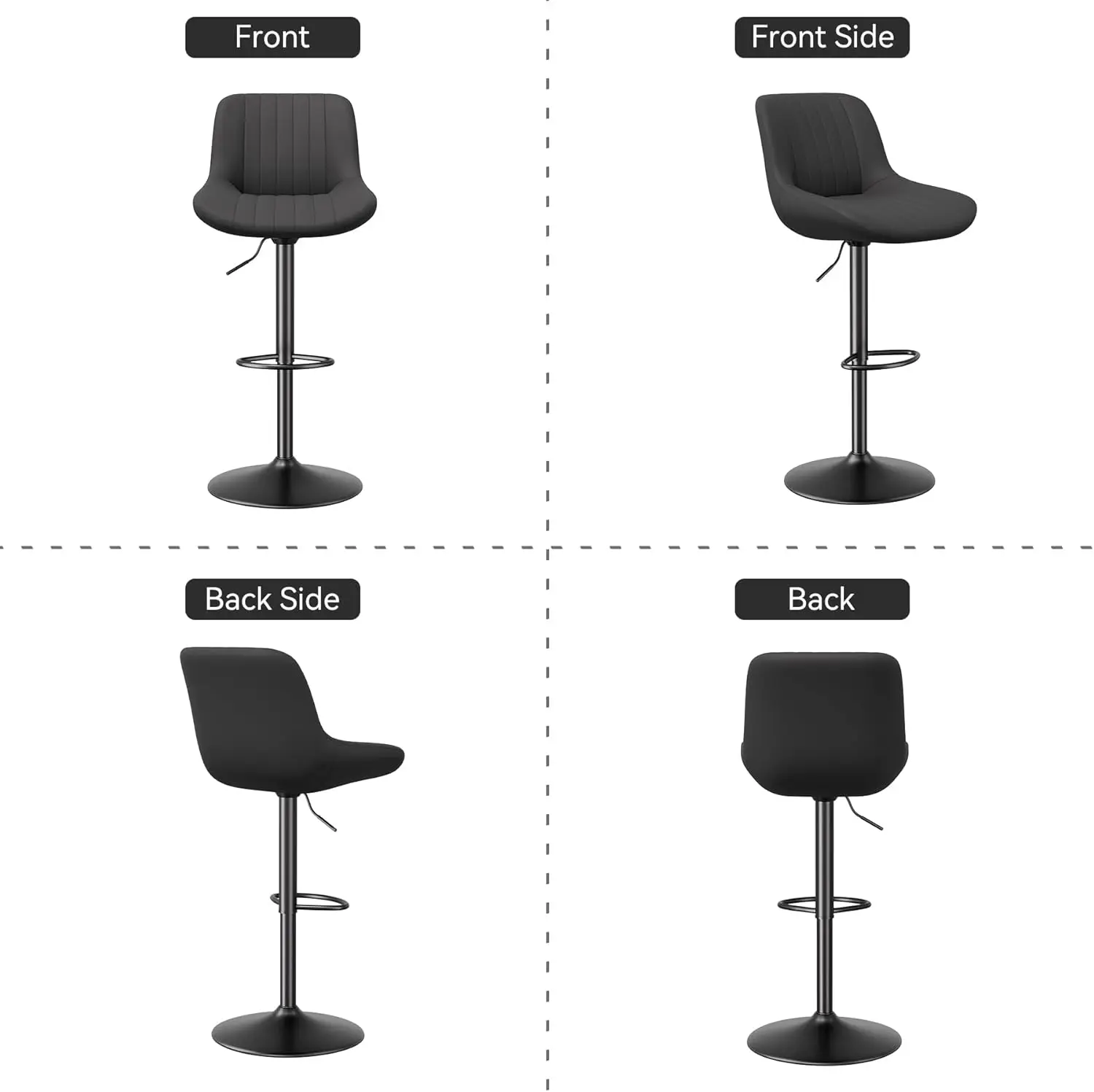 Bar Stools Set of 2, Adjustable Modern Swivel Bar Stools with Backs, Counter Height Performance Fabric Island Chairs