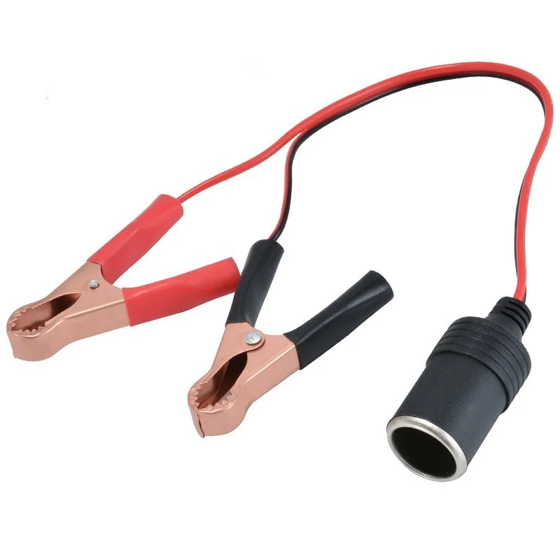 2pcs12V Car Battery Terminal Clamp Clip Cigarette Lighter Power Socket Adapter Splitter Car Base Plug Camping Battery Pump