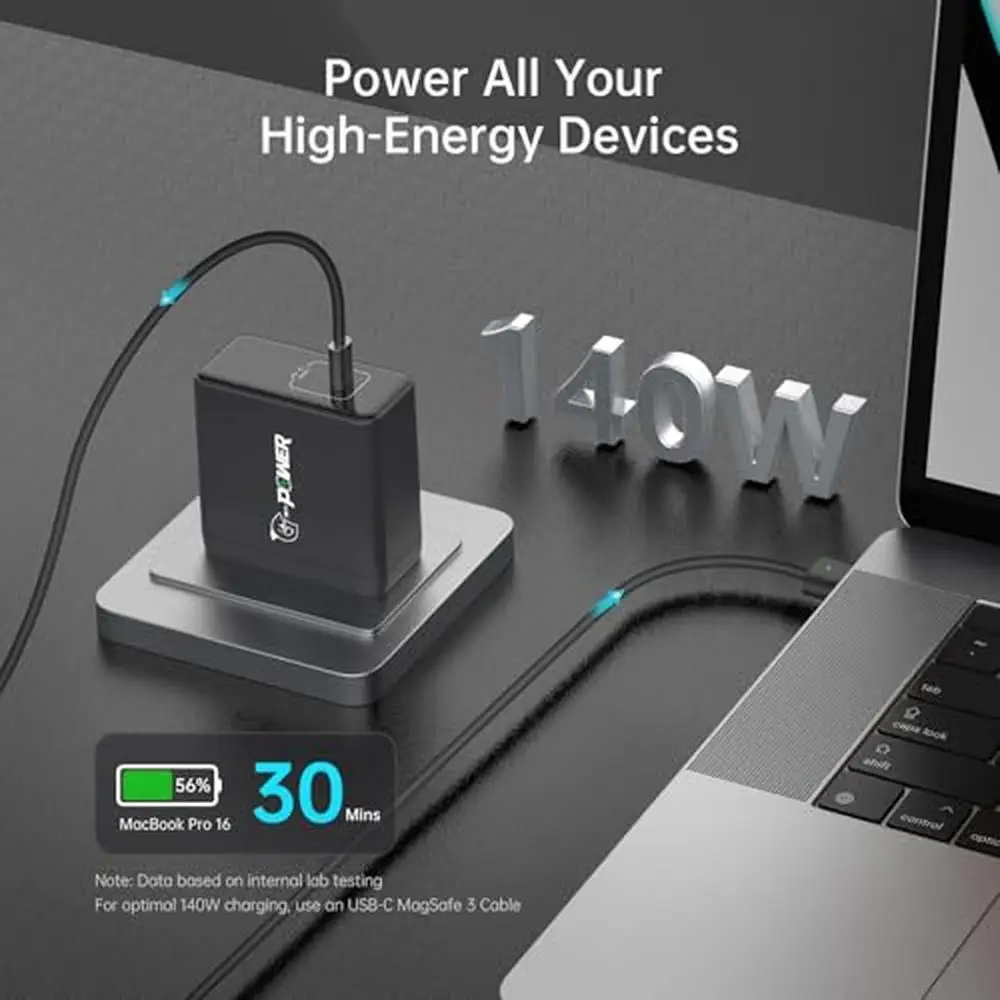 140W USB C GaN Charger PD3.1 Laptop Wall Adapter Fast Charging MacBook Pro Dell XPS iPhone Tablet Power Bank