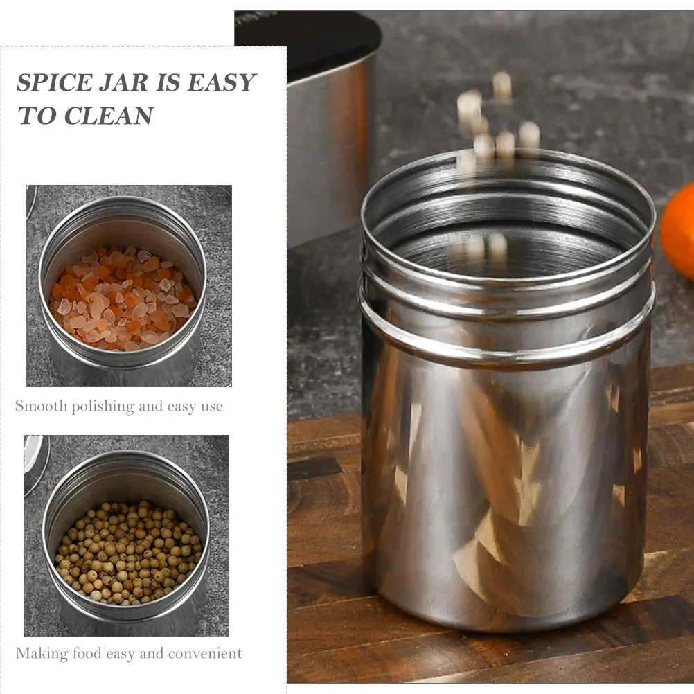 

2pcs Stainless Steel Spice Kitchen Essentials Seasoning Container With Lid Salt Pepper Bottle Home Restaurant Cooking Condiment
