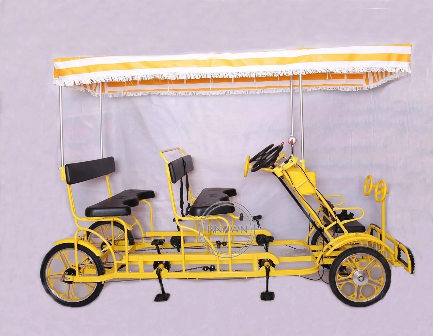 Family Sightseeing Tandem Bicycle Quadricycle 4 Person with Kids Special Seats Four Wheel Pedal Sightseeing Bike for Sale