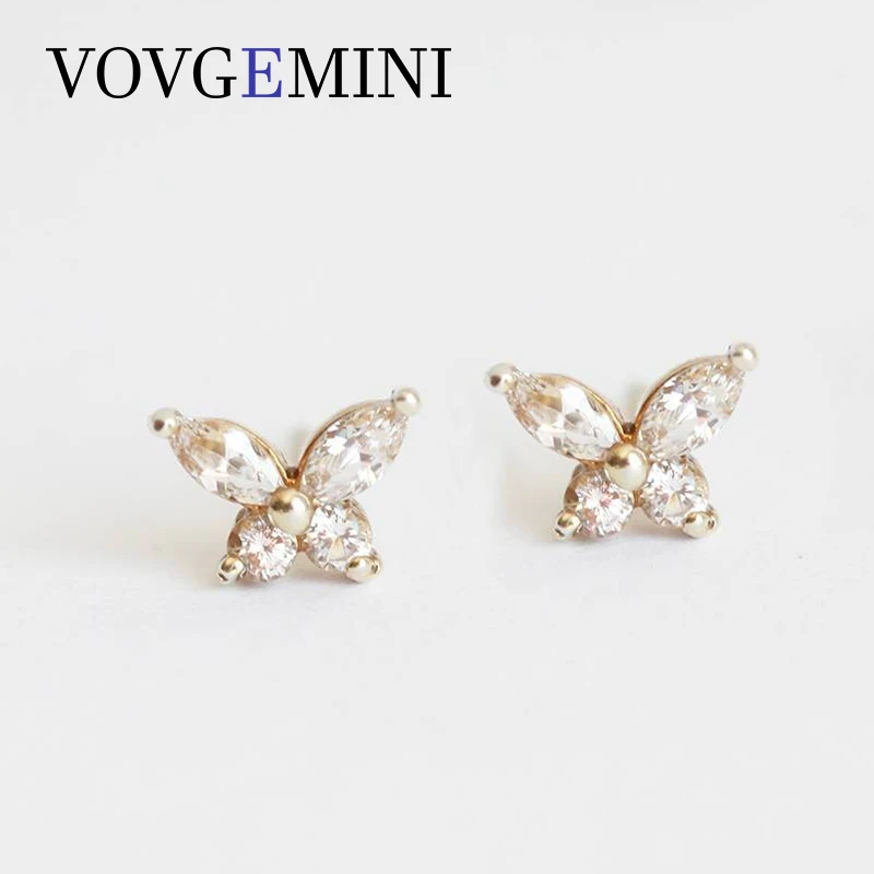 VOVGEMINI-Boucle d'Oreille Papillon Moissanite pour Femme, Pierre Précieuse, Coupe Marquise, Sans Tournage, Bijoux Romantiques, Mode Mariage, Document D, 4x2mm