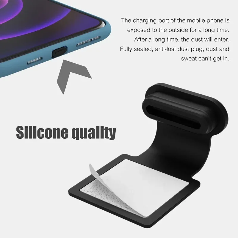 Anti-lost Phone Dust Plug for IPhone Type-C Micro USB Universal Charging Port Silicone Dustproof Plugs for Apple IOS Android