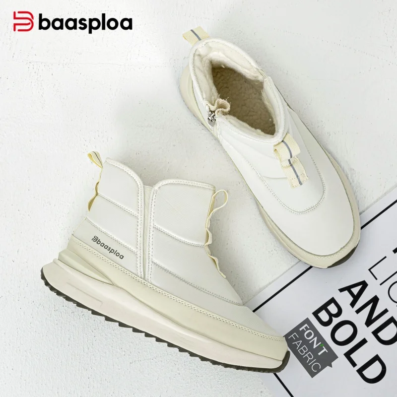 

Baasploa Women Winter Snow Boots Plush Warm Ankle Boots for Women Comfort Zip Non-Slip Cotton Shoes Water Resistant Casual Shoes