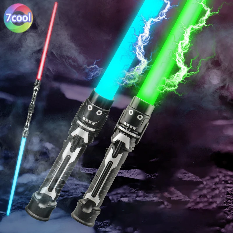 Kleurrijk Gloeiend Zwaard Speelgoed Laserzwaard Lightsaber Rood en Blauw Dubbele Sabel Telescopische Muziek Cosplay Cool Knipperend Kinderspeelgoed