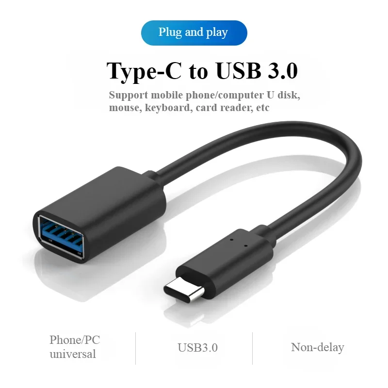 otg adapter data cable type-c to usb3.0 female port Universal Android tablet mobile phone connected to the USB flash drive