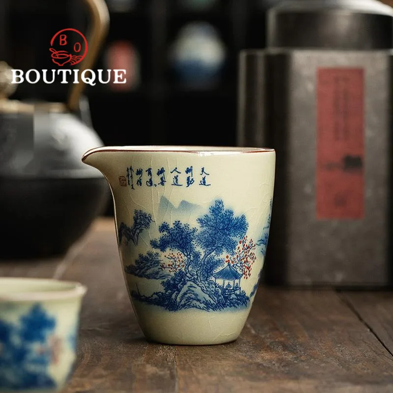 190ml Handmade Old Pottery Clay  Ceramic Tea Pitcher Zen Jingdezhencha Hai Justice Cup Ice Crack Galze Tea Services Accessories