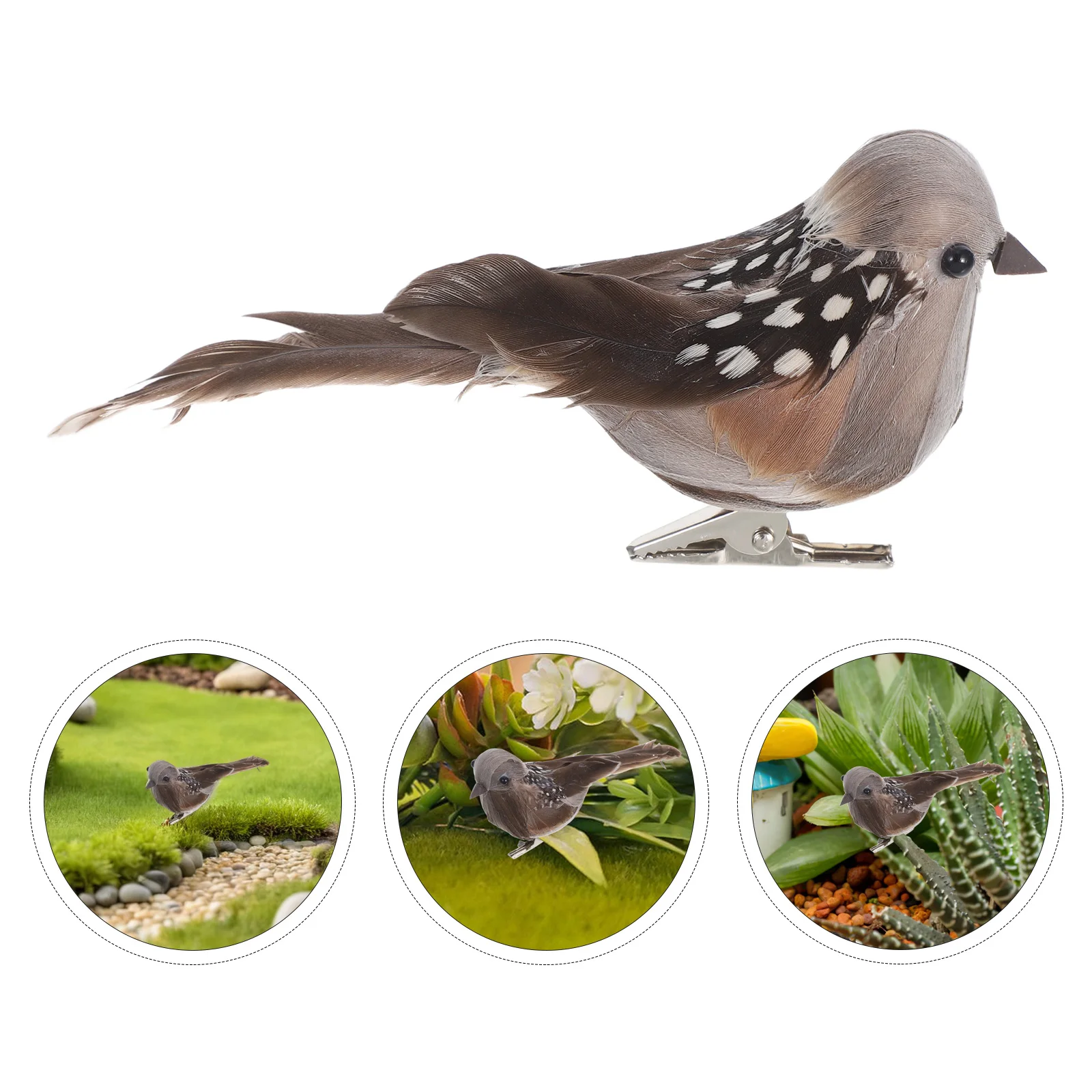 

6 Pcs Decor Imitation Bird Decoration Decorations for Trees Artificial Birds Branch Realistic Grey Office