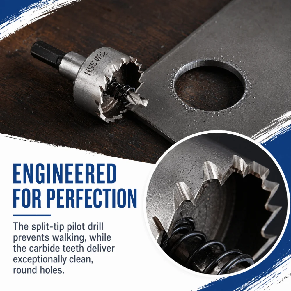20mm Diameter Hole Saw Cutter HSS 4341 Triangular Shank Heavy Duty Hole Saw Stainless Steel Compatible High Speed Steel