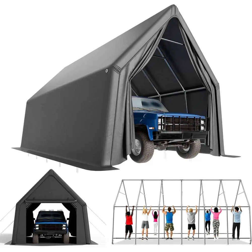 

Heavy-Duty 13x24 RV Carport with Reinforced Steel Frame, All-Weather Outdoor Metal Garage Shelter, Resistant to Tearing and Weat