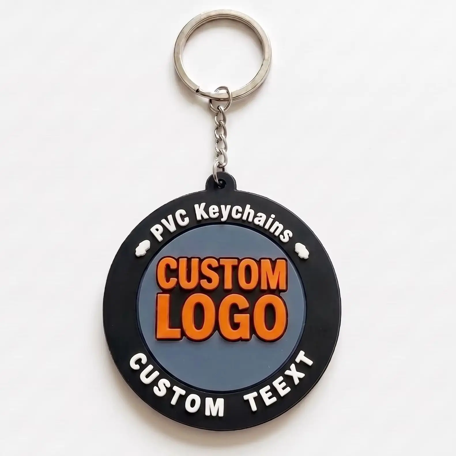 Personalized QR Code Logo PVC Keychain Custom Soft Rubber Key Ring Custom Brand Logo Promotional Souvenir