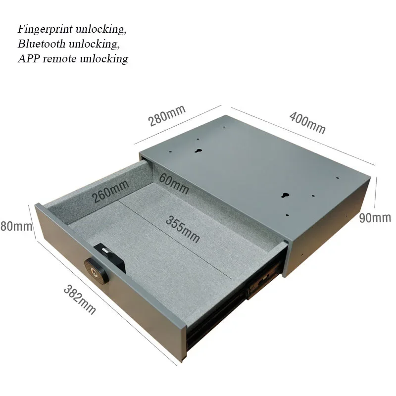 Imagem -02 - Mini Smart Fingerprint Gaveta Liga de Zinco Lamina Folhas de Aço Bluetooth Escondido Rebound Gaveta Triplo Silencioso Guia Trilho