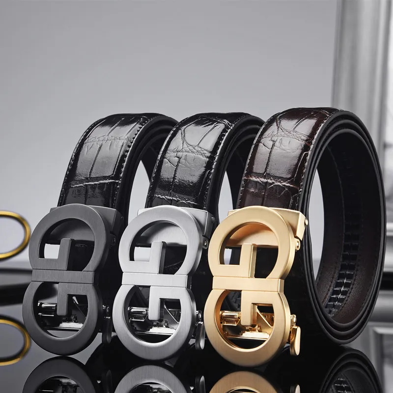 2022 High-Grade  Men's Leather Embossing Automatic Checkoff Full-Grain Leather Business Waistband GG Belt Luxury Designer