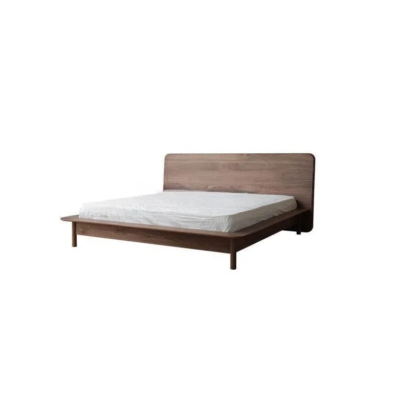 

Black walnut solid wood bed 1.8 meters Nordic Japanese double simple master bedroom high back bed
